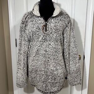 Properly Tied Pintail Pullover Gray Sherpa Fleece Quarter Zip Jacket Mens Size M